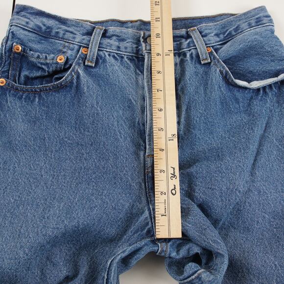 Levis 501 Premium Medium Wash Blue Button Flight Straight Leg Jeans Sz 27 - Picture 6 of 13
